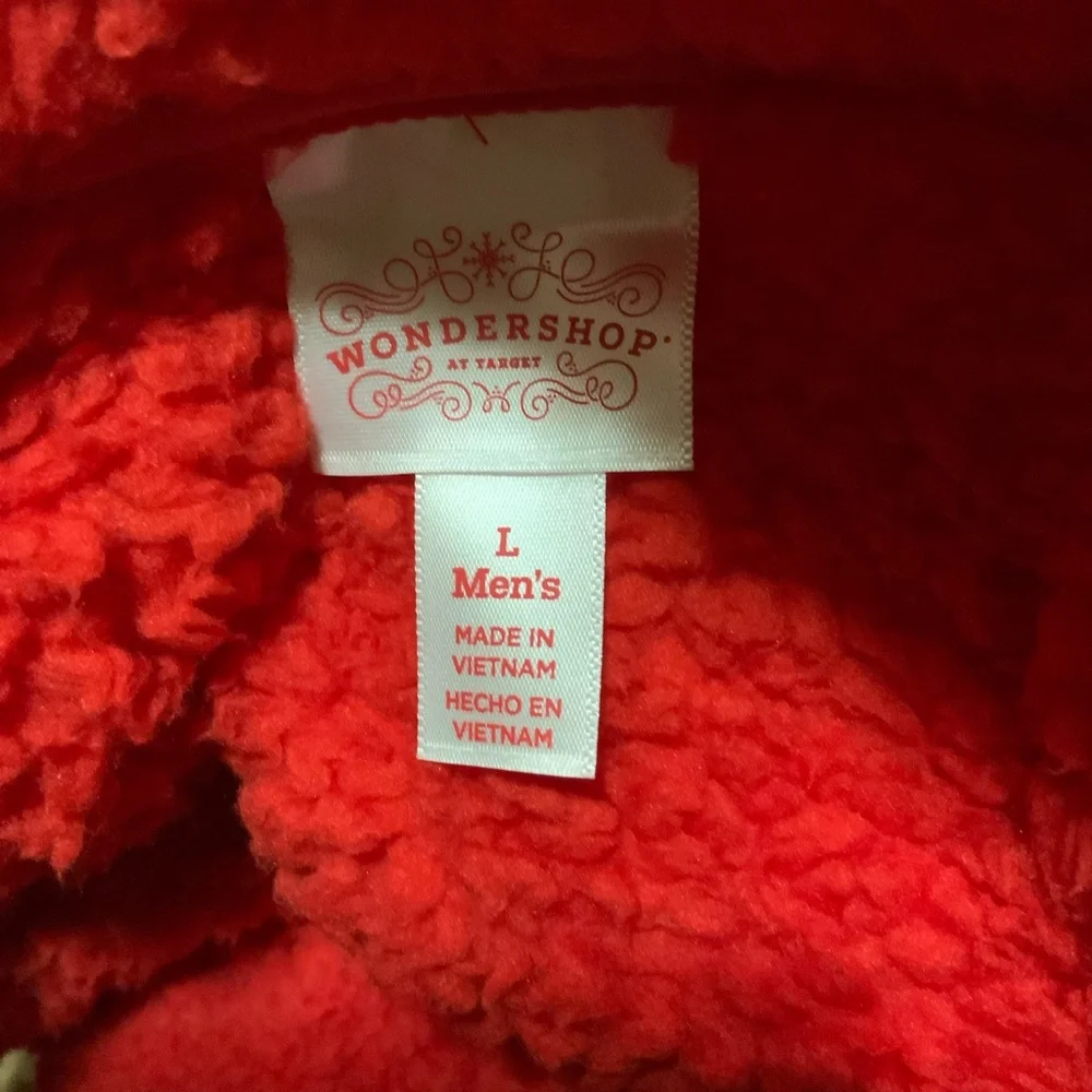 Wondershop Men’s Faux Shearling Half Zip Pullover Red Winter Wardrobe - Picture 6 of 11